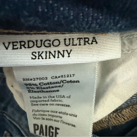 PAIGE Verdugo Ultra Skinny Blue Distressed Jeans - Picture 4 of 7